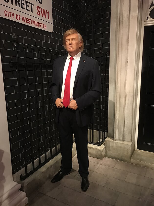 Photograph of wax sculpture of Donald Trump