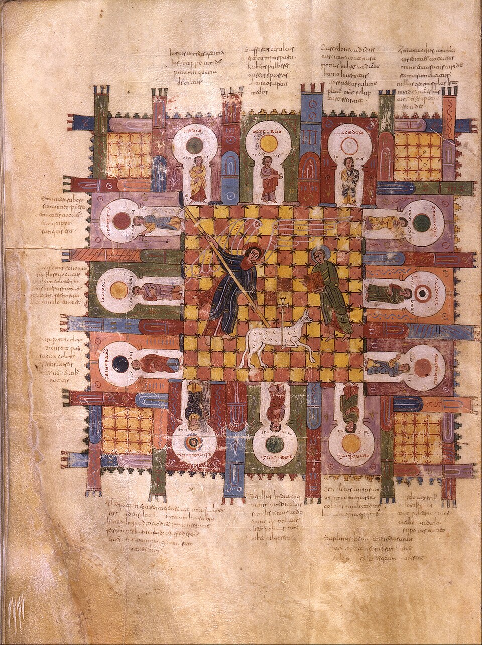 Illuminated manuscript with square-like apocalypse motif